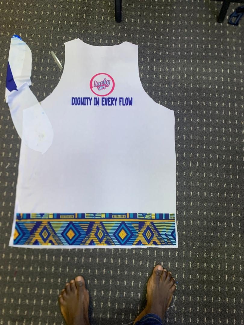 A branded garment being finished in our production area